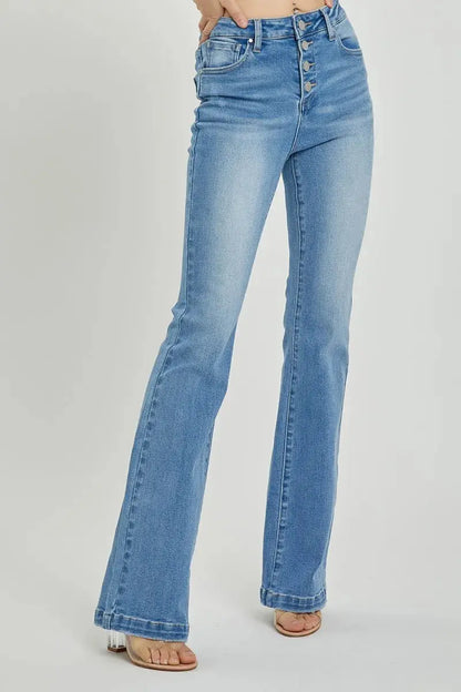 RISEN Full Size High Rise Button Fly Bootcut Jeans.