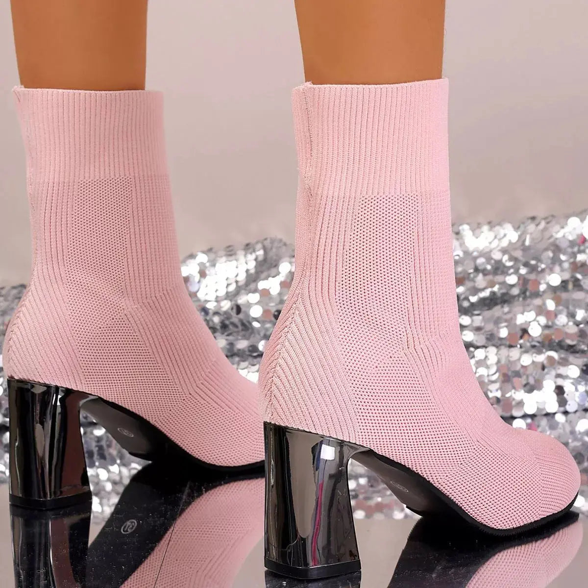 Round Toe Block Heels Boots.