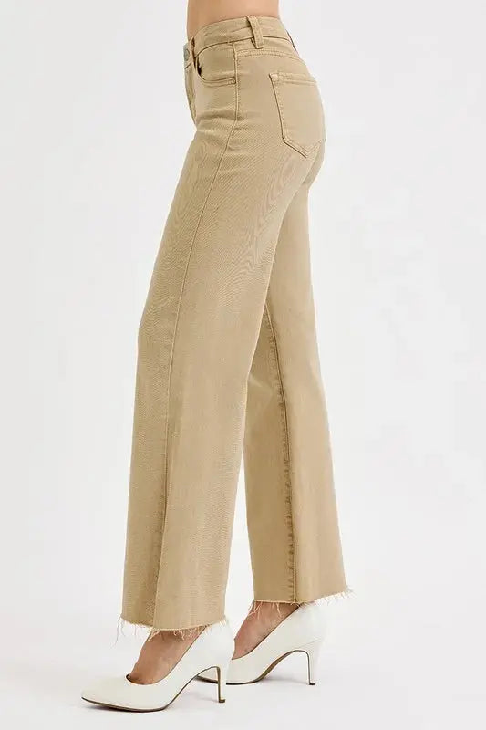 RISEN Full Size Raw Hem Wide Leg Jeans Plus Size.