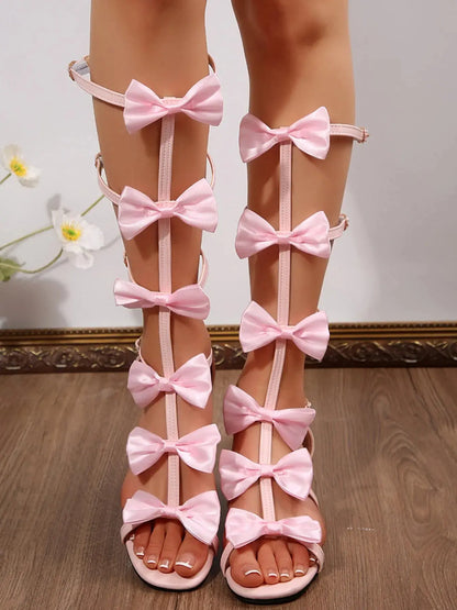 Bow Low Heels Sandals.