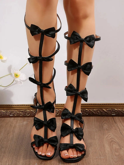 Bow Low Heels Sandals.