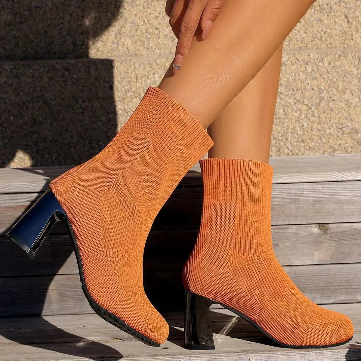 Round Toe Block Heels Boots.