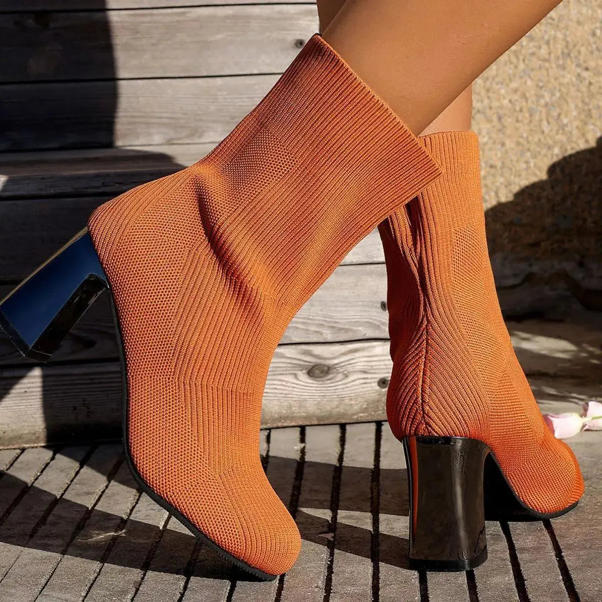 Round Toe Block Heels Boots.