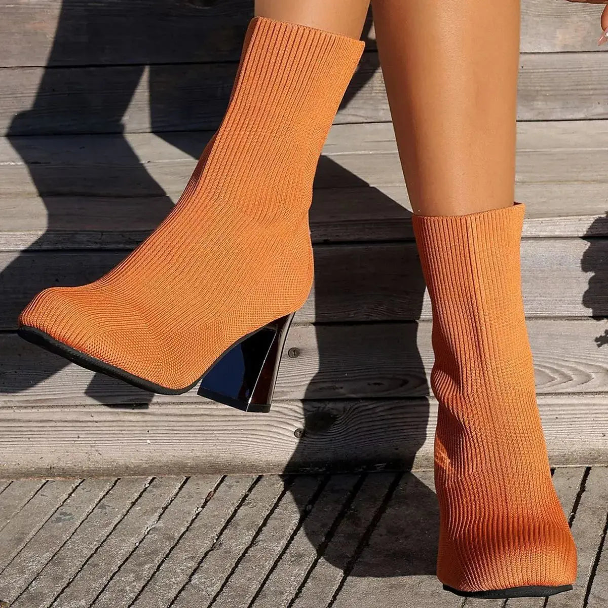 Round Toe Block Heels Boots.