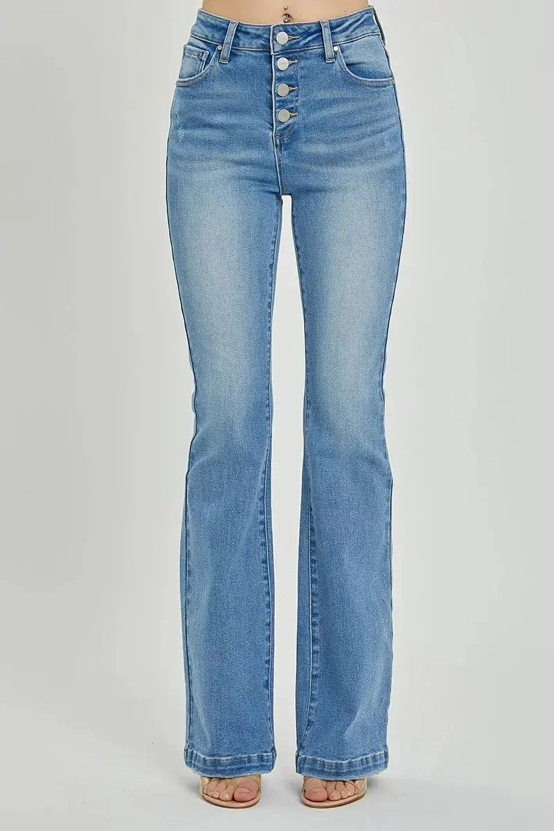 RISEN Full Size High Rise Button Fly Bootcut Jeans.