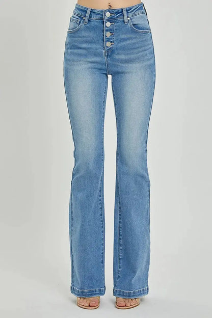 RISEN Full Size High Rise Button Fly Bootcut Jeans.