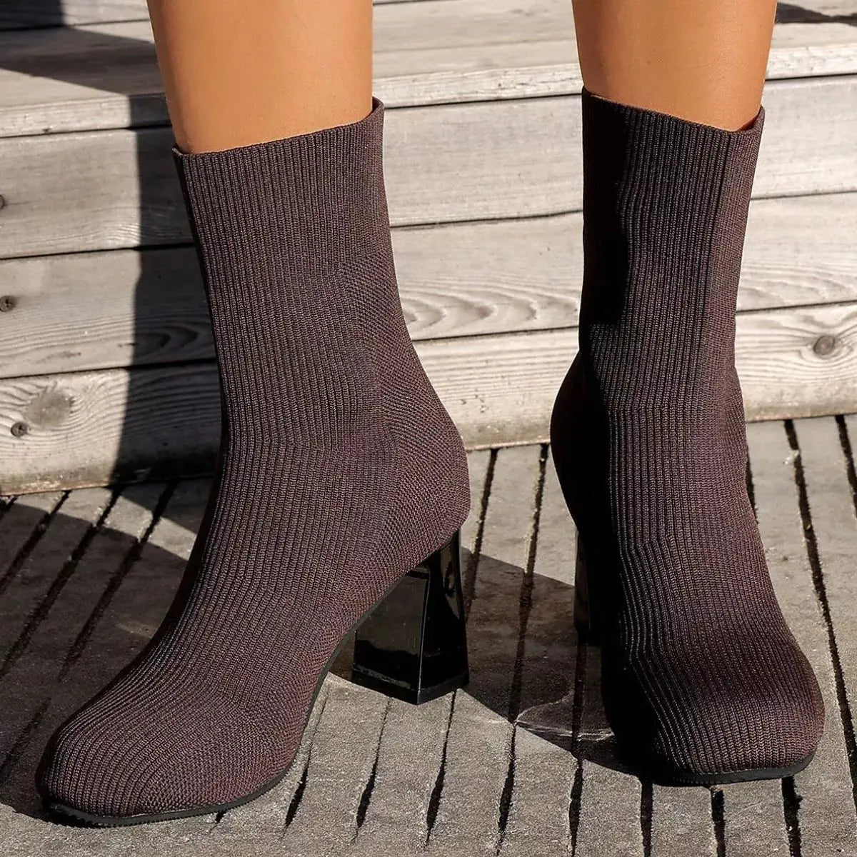 Round Toe Block Heels Boots.