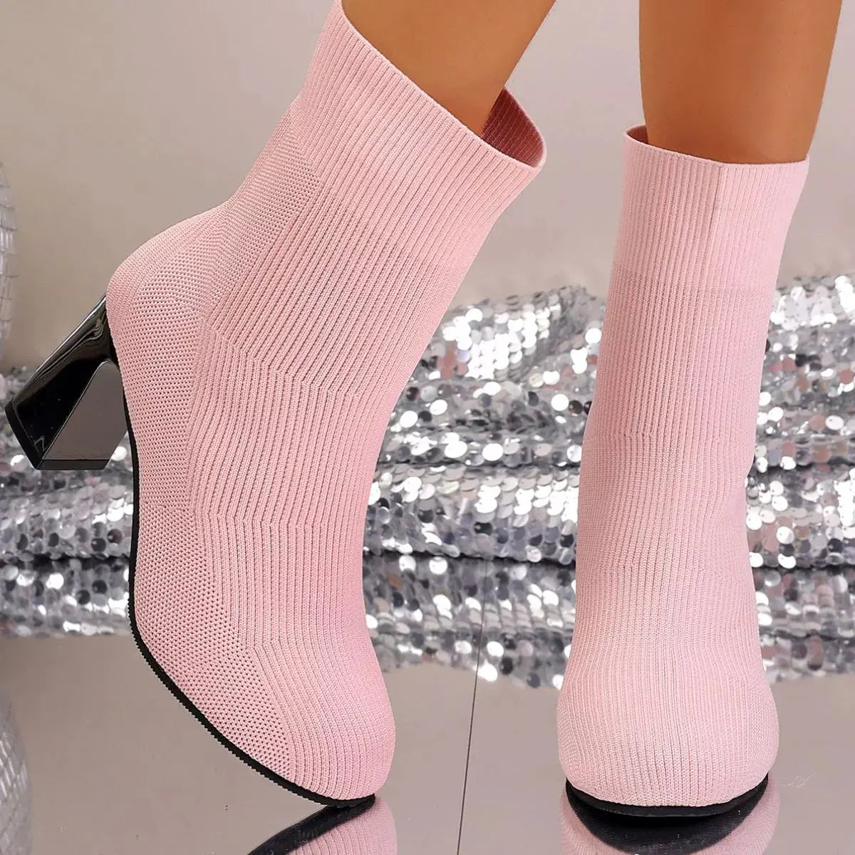 Round Toe Block Heels Boots.