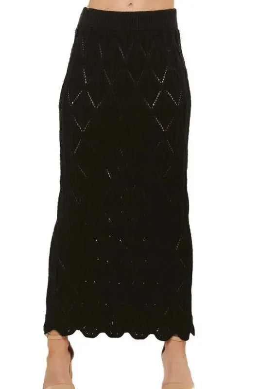 ADORA Scallop Trim Detail Knit Skirt.