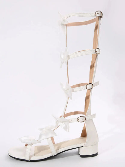 Bow Low Heels Sandals.